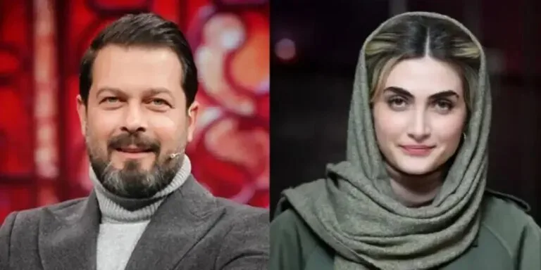 پژمان بازغی و الناز ملک در نقش عروس و داماد جلوی دوربین رفتند