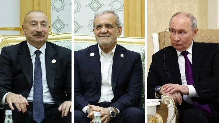 نشست سه‌جانبه مسعود پزشکیان، ولادیمیر پوتین و الهام علی‌اف در حاشیه اجلاس خزر